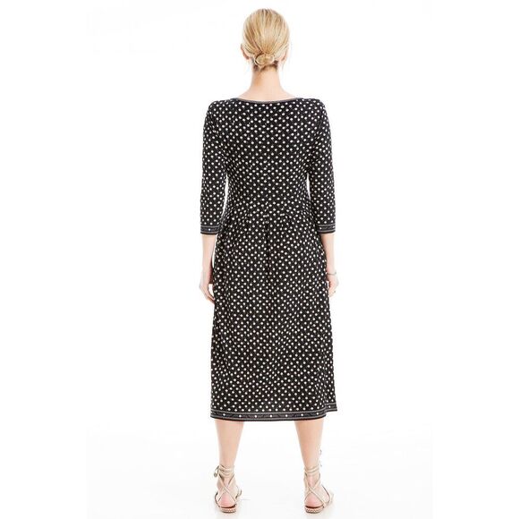 Max Studio Women's Long Sleeve Midi Dress X-Small Black/Toast Small Tossed Daisy - Picture 3 of 4